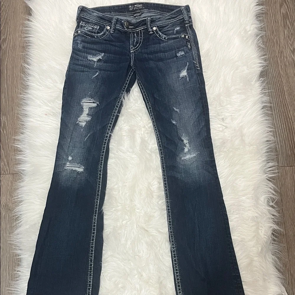 Silver Jeans Dark Blue Boot Cut Jeans - Picture 1 of 7